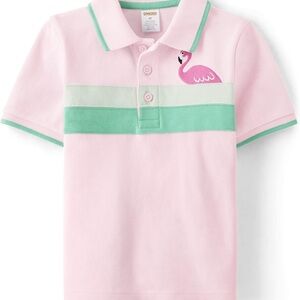 NWT Gymboree Boys Pink and Green Polo Shirt Flamingo Size 12